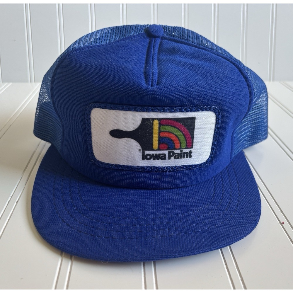 vintage blue patch Iowa Paint trucker painters hat cap mesh snapback One Size
